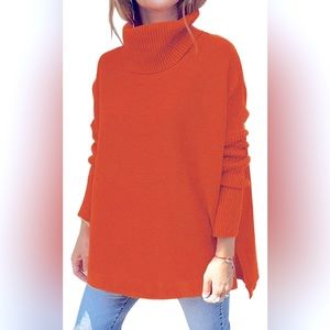 Women's Sweater Long Batwing Sleeve Spilt Hem Tunic